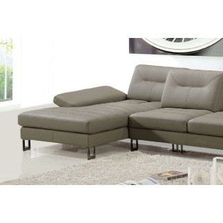 Canapé d'angle en cuir italien 5 places LOUNGE, gris pastel