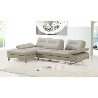 Canapé d'angle en cuir italien 5 places LOUNGE, beige