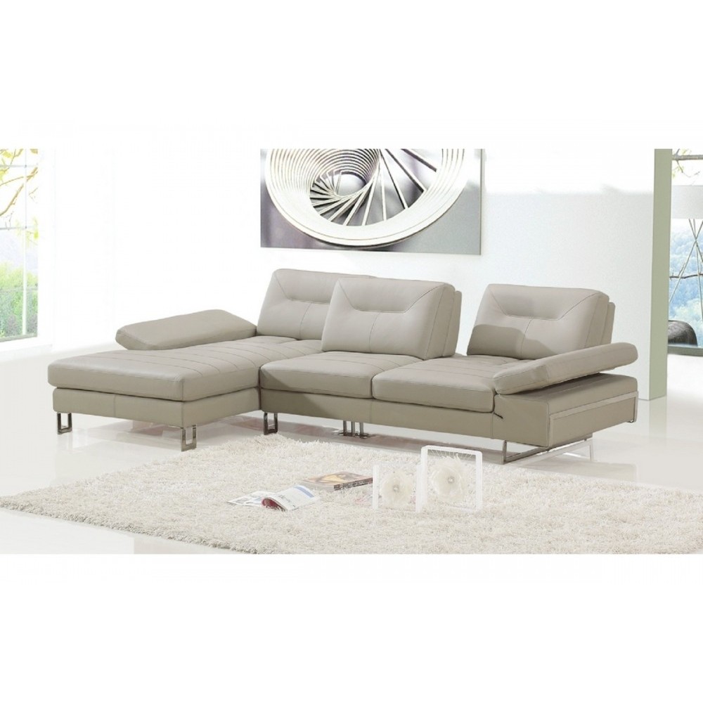 Canapé d'angle en cuir italien 5 places LOUNGE, beige, angle gauche