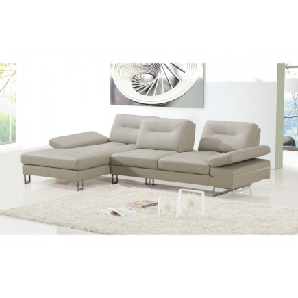 Canapé d'angle en cuir italien 5 places LOUNGE, beige