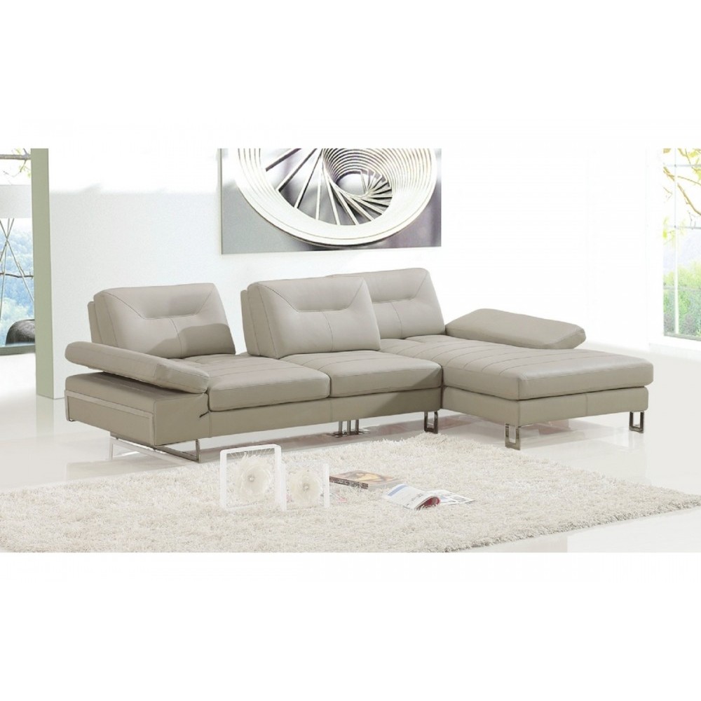 Canapé d'angle en cuir italien 5 places LOUNGE, beige, angle droit