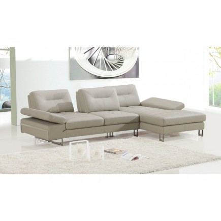 Canapé d'angle en cuir italien 5 places LOUNGE, beige