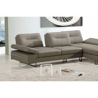 Canapé d'angle en cuir italien 5 places LOUNGE, gris pastel