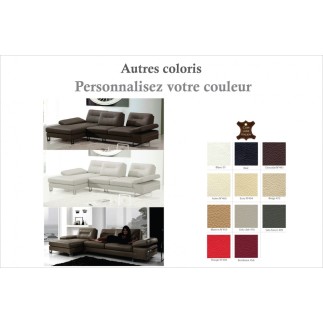 Canapé d'angle en cuir italien 5 places LOUNGE, couleur personnalisée