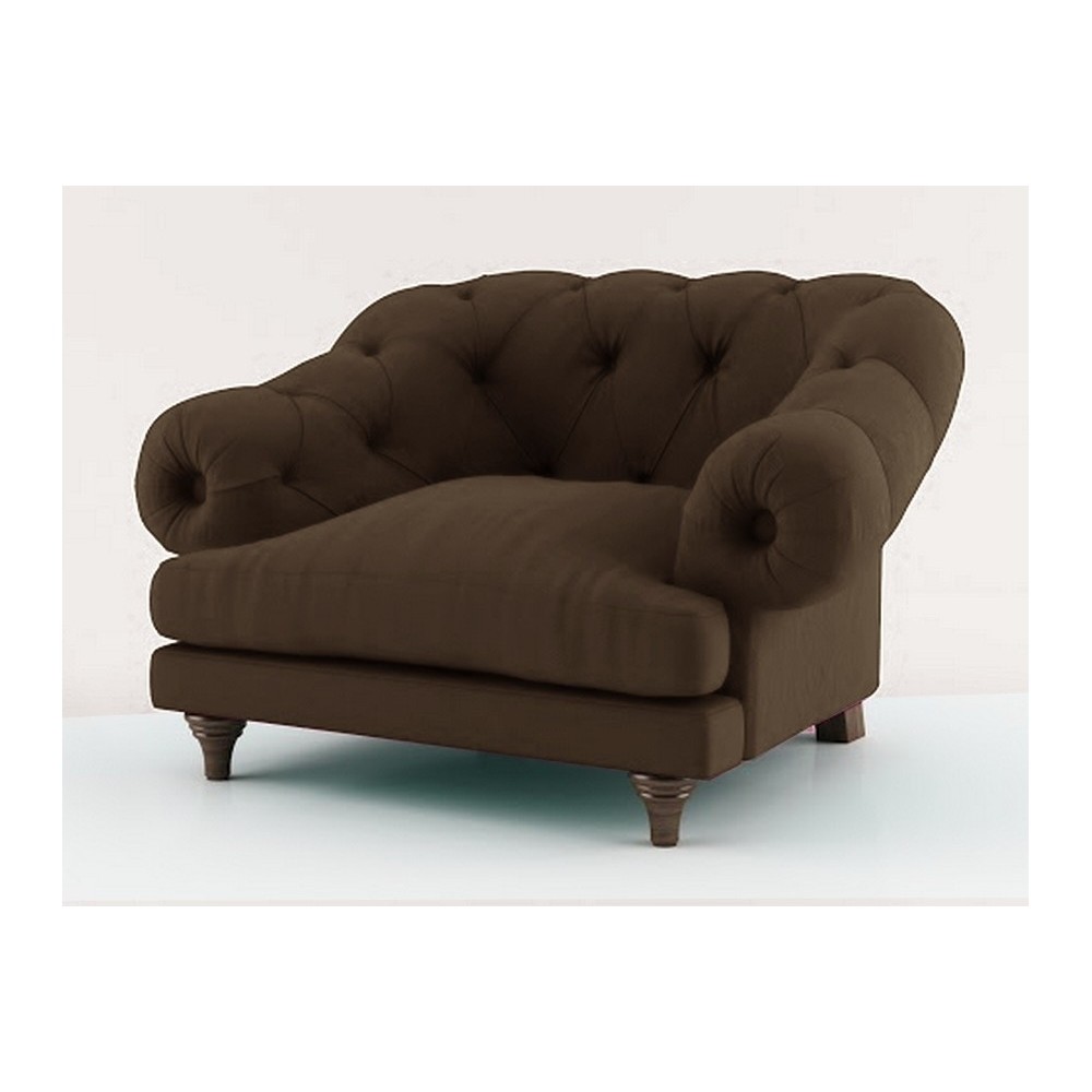 Fauteuil 1 place en tissu de qualité CHAMBORD, marron foncé