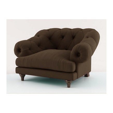 Fauteuil 1 place en tissu de qualité CHAMBORD, marron foncé