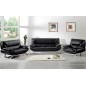 Ensemble composé d'un canapé 3 places et d'un canapé 2 places et d'un fauteuil en cuir prestige luxe italien PASSY, noir