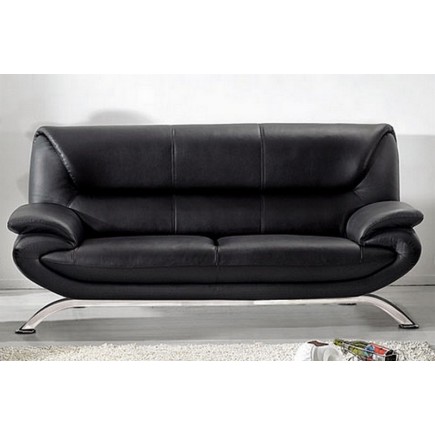 Ensemble composé d'un canapé 3 places et d'un canapé 2 places et d'un fauteuil en cuir prestige luxe italien PASSY, noir