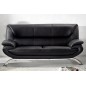 Ensemble composé d'un canapé 3 places et d'un canapé 2 places et d'un fauteuil en cuir prestige luxe italien PASSY, noir