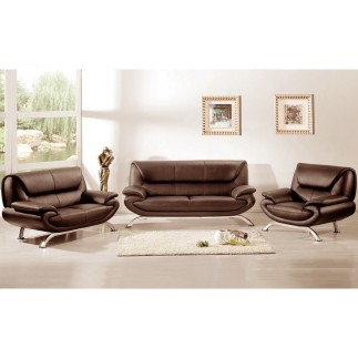 Ensemble composé d'un canapé 3 places et d'un canapé 2 places et d'un fauteuil en cuir prestige luxe italien PASSY, couleur pers