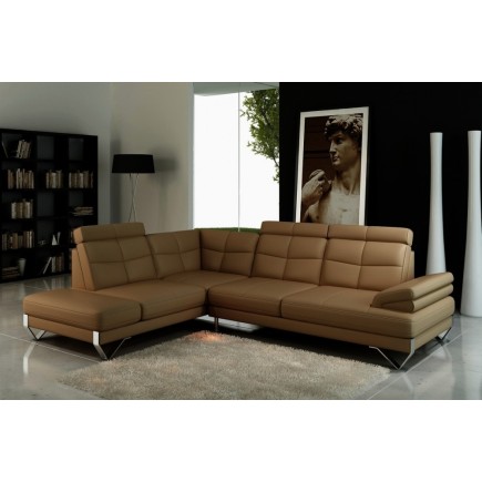Canapé d'angle ARTISTE en cuir haut de gamme italien vachette, Tout cuir Prestige luxe (tour de caisse en cuir) Marron 459 Idem
