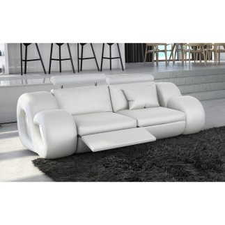 Canapé 2 places en cuir supérieur luxe haut de gamme italien MONRELAX, blanc