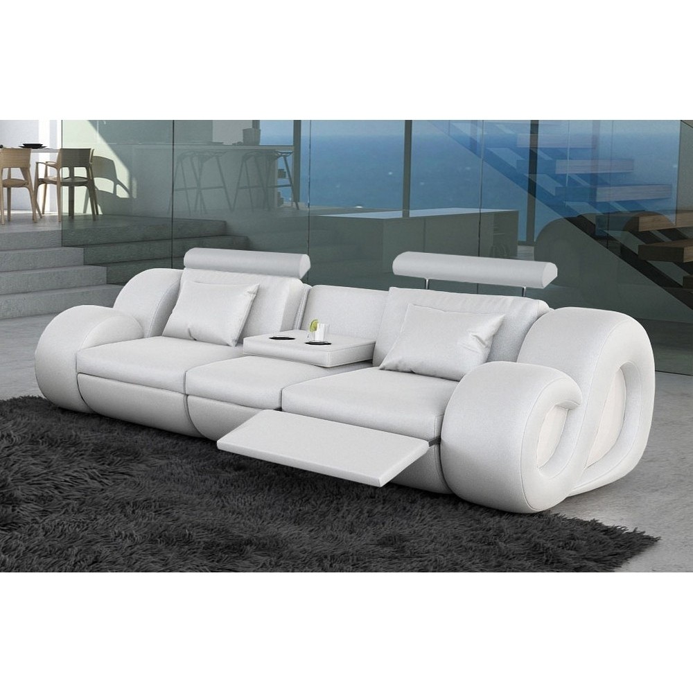 Canapé 3 places en cuir supérieur luxe haut de gamme italien MONRELAX, blanc Canapé 3 places en cuir supérieur luxe haut de gamme italien MONRELAX, blanc