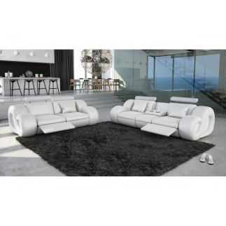 Canapé 3 places en cuir supérieur luxe haut de gamme italien MONRELAX, blanc