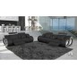 Canapé 2 places en cuir supérieur luxe haut de gamme italien MONRELAX, noir et gris, Noir / Gris clair