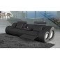 Canapé 3 places en cuir supérieur luxe haut de gamme italien MONRELAX, noir et gris, Noir / Gris clair