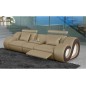Canapé 3 places en cuir supérieur luxe haut de gamme italien MONRELAX, beige et chocolat