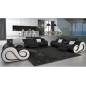 Canapé 3 places en cuir supérieur luxe haut de gamme italien MONRELAX, noir et blanc