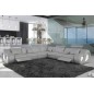 Canapé d'angle en cuir italien 7 places LOVE, gris clair, angle droit