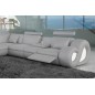 Canapé d'angle en cuir italien 7 places LOVE, gris clair, angle droit