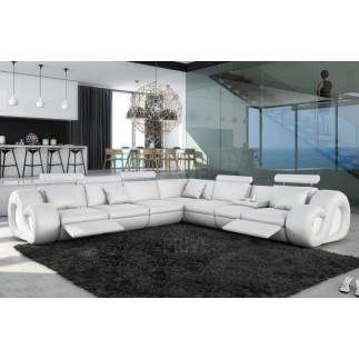 Canapé d'angle en cuir italien 7 places LOVE, blanc