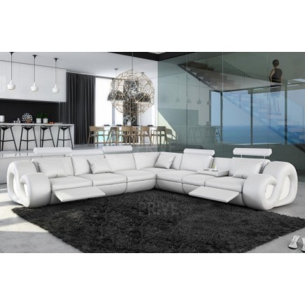 Canapé d'angle en cuir italien 7 places LOVE, blanc