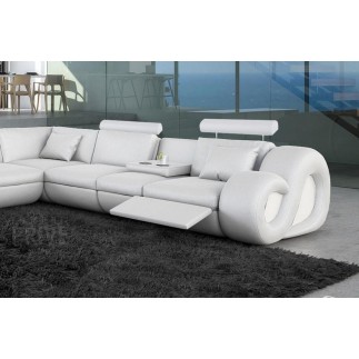 Canapé d'angle en cuir italien 7 places LOVE, blanc