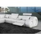 Canapé d'angle en cuir italien 7 places LOVE, blanc, angle droit