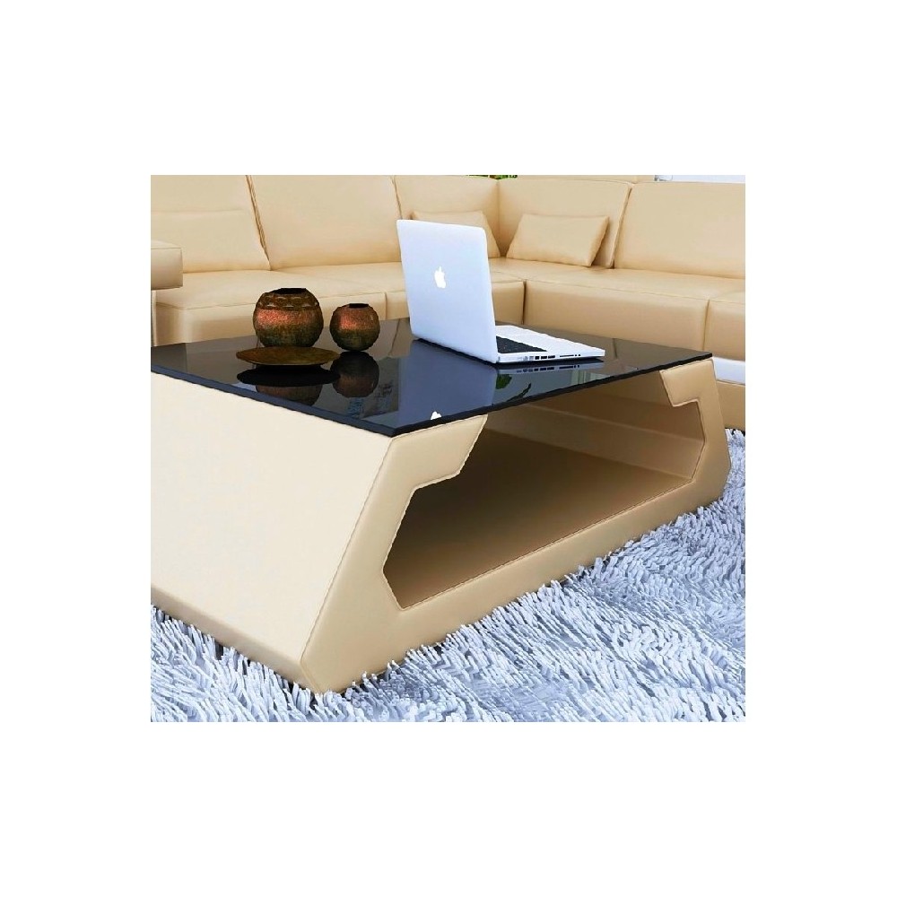 Table basse design ALMA, beige, 140×70×45 cm