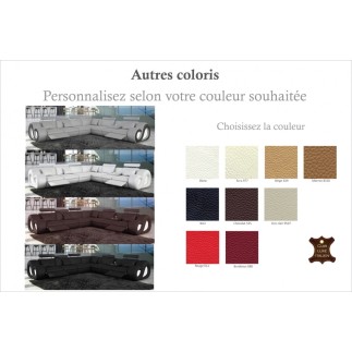 Canapé d'angle en cuir italien 7 places LOVE, couleur personnalisée