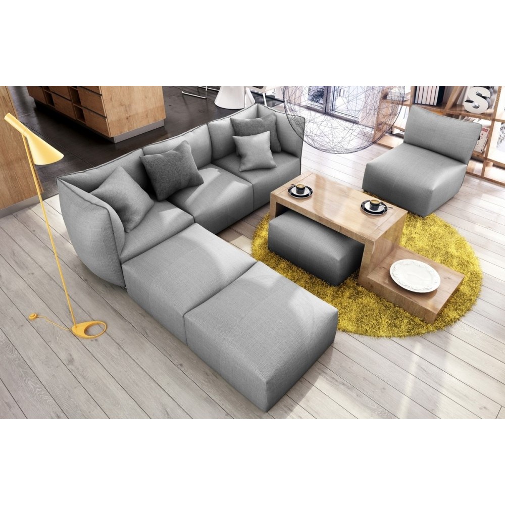 Canapé modulable d'angle en tissu MODULA, gris