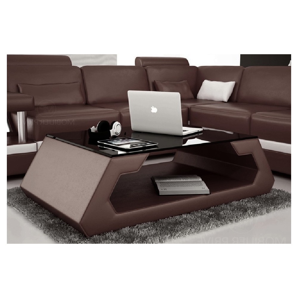Table basse design ALMA, chocolat, 140×70×45 cm