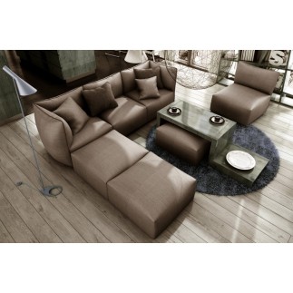 Canapé modulable d'angle en tissu MODULA, marron