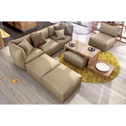 Canapé modulable d'angle en tissu MODULA, beige foncé
