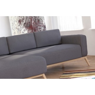 Canapé d'angle en tissu de qualité CASTEL, gris