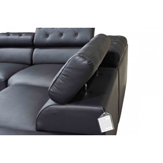 Canapé d'angle en cuir luxe italien 5/6 places BELISSIMO, noir