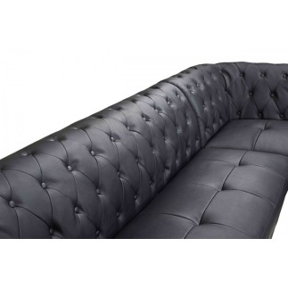 Canapé d'angle en cuir luxe italien 5/6 places BELISSIMO, noir