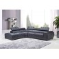 Canapé d'angle en cuir luxe italien 5/6 places BELISSIMO, noir, angle gauche