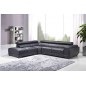 Canapé d'angle en cuir luxe italien 5/6 places BELISSIMO, noir, angle gauche