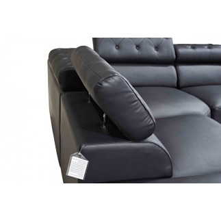 Canapé d'angle en cuir luxe italien 5/6 places BELISSIMO, noir