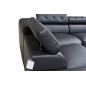 Canapé d'angle en cuir luxe italien 5/6 places BELISSIMO, noir, angle gauche