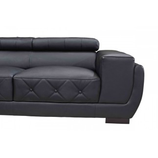 Canapé d'angle en cuir luxe italien 5/6 places BELISSIMO, noir