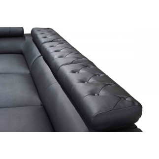 Canapé d'angle en cuir luxe italien 5/6 places BELISSIMO, noir