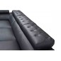 Canapé d'angle en cuir luxe italien 5/6 places BELISSIMO, noir, angle gauche