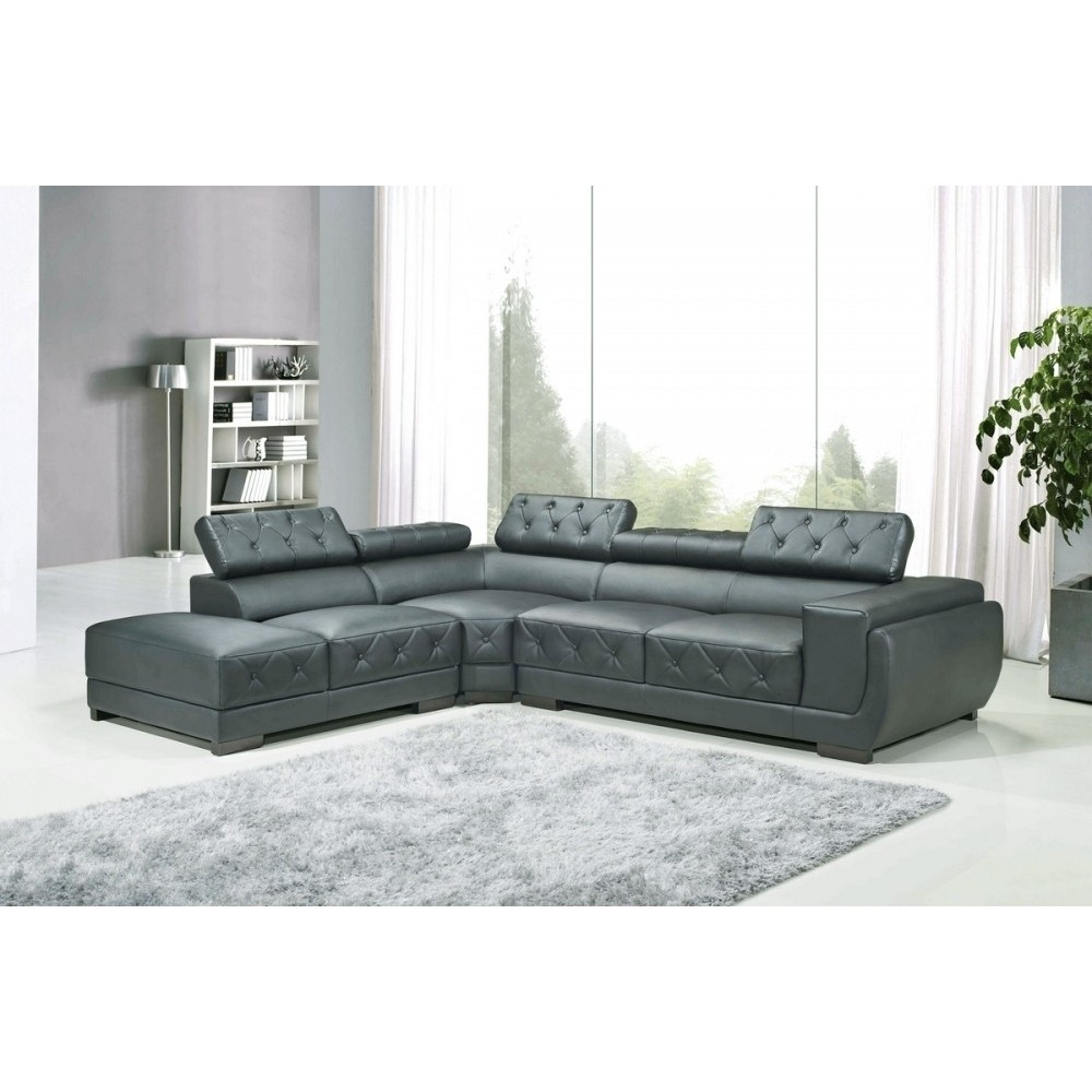 Canapé d'angle en cuir luxe italien 5/6 places BELISSIMO, gris foncé, angle gauche Canapé d'angle en cuir luxe italien 5/6 places BELISSIMO, gris foncé, angle gauche