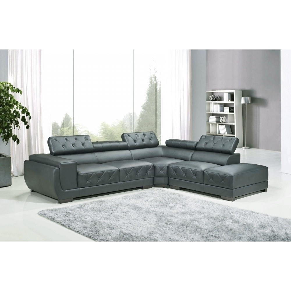 Canapé d'angle en cuir luxe italien 5/6 places BELISSIMO, gris foncé, angle droit Canapé d'angle en cuir luxe italien 5/6 places BELISSIMO, gris foncé, angle droit