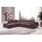 Canapé d'angle en cuir luxe italien 5/6 places BELISSIMO, chocolat, angle gauche