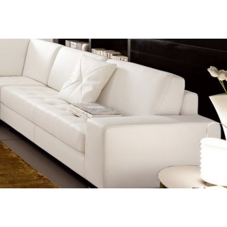 - Canapé d'angle DIVANO en cuir italien vachette de qualité, Blanc, angle gauche