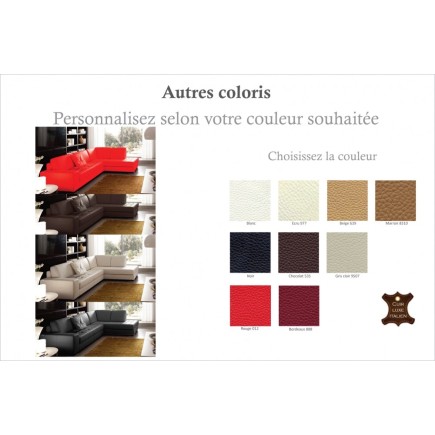 Canapé d'angle DIVANO en cuir italien vachette de qualité, couleur personnalisée