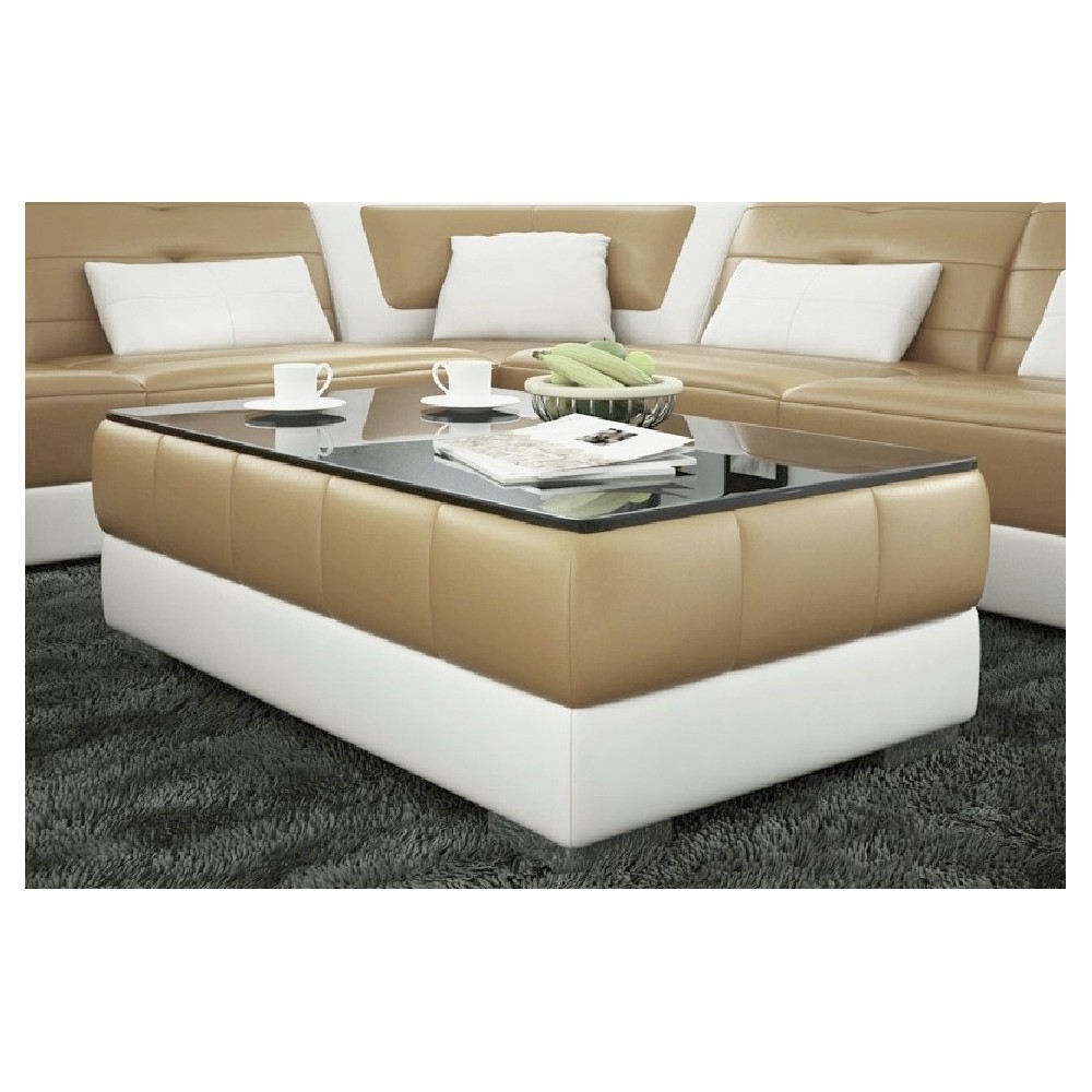 Table basse design ZEINA, beige et blanc, 120×70×42 cm